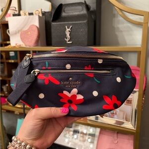Kate Spade Navy and Red Floral Cosmetic Bag